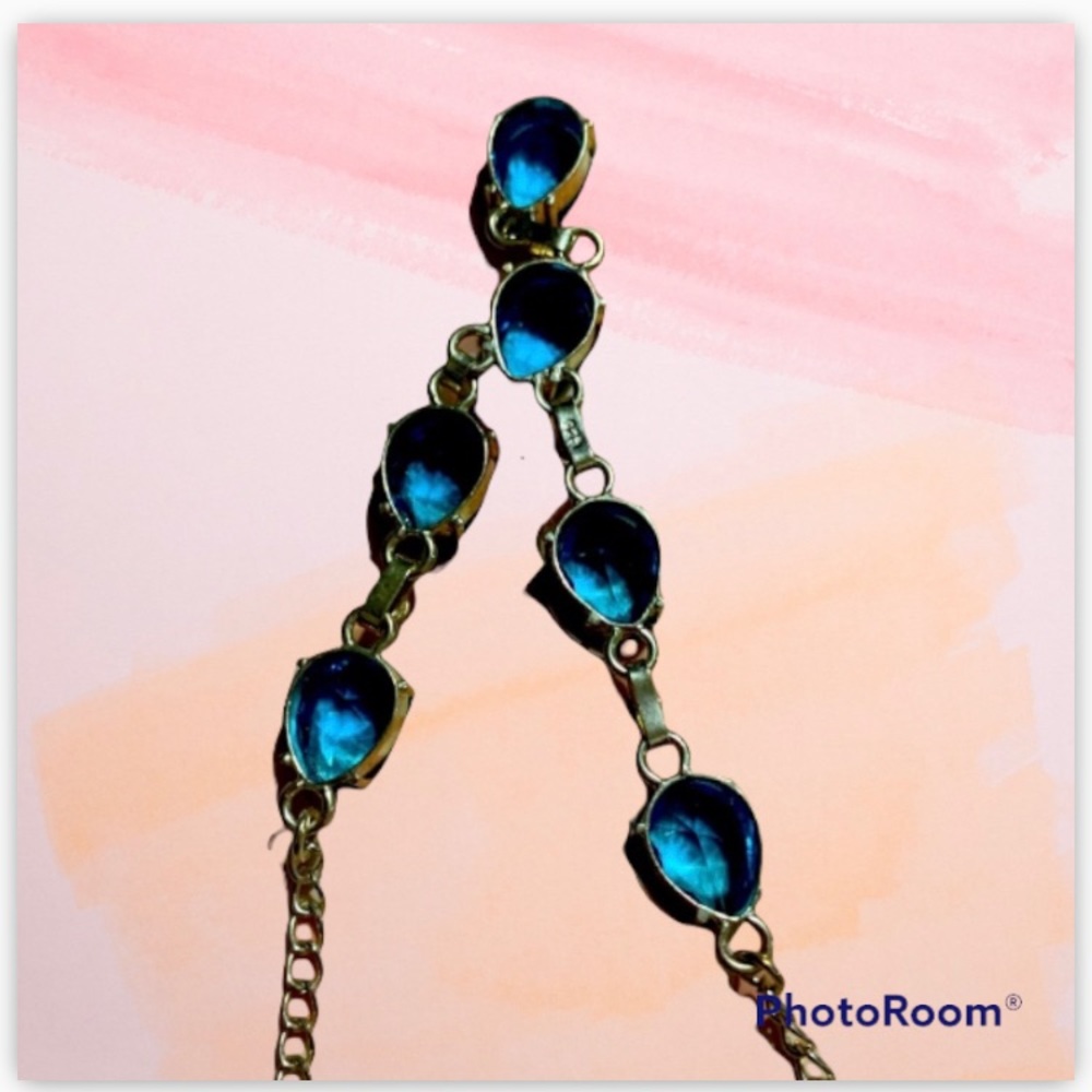 BLUE TOPAZ NECKLACE 18” STERLING SILVER.925 NEW